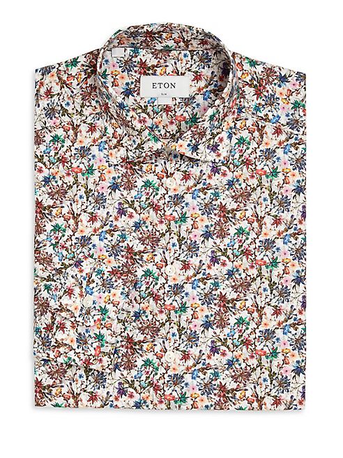 Eton - Slim-Fit Floral Print Dress Shirt