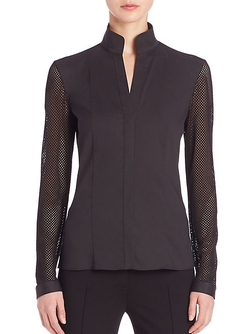 Akris punto - Elements Mesh-Sleeve Blouse