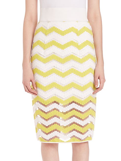 MILLY - Chevron Jacquard Pencil Skirt