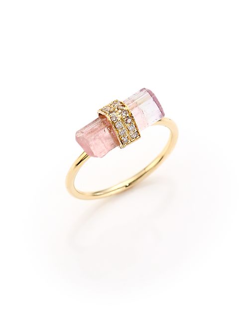 Jacquie Aiche - Diamond, Pink Tourmaline & 14K Yellow Gold Ring