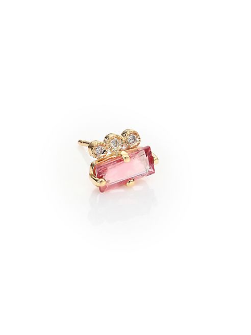 Jacquie Aiche - Diamond, Pink Tourmaline & 14K Yellow Gold Single Stud Earring