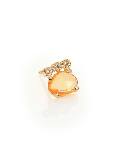 Jacquie Aiche - Diamond, Orange Sapphire & 14K Yellow Gold Single Stud Earring