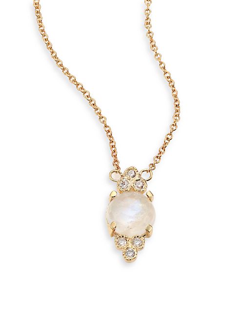 Jacquie Aiche - Diamond, Moonstone & 14K Yellow Gold Pendant Necklace