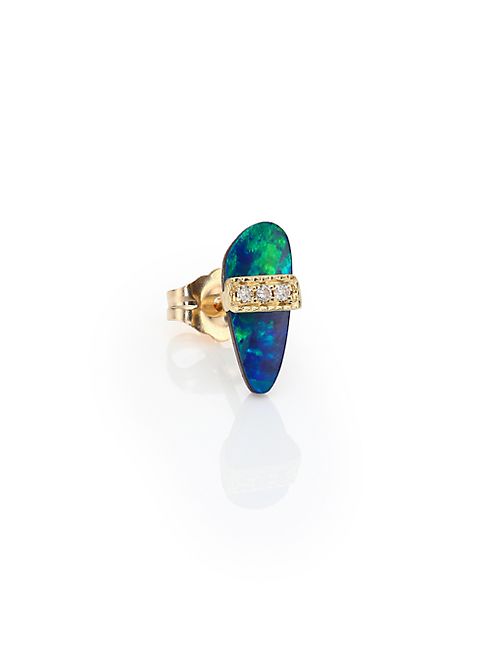 Jacquie Aiche - Diamond, Opal & 14K Yellow Gold Single Stud Earring