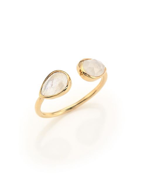 Jacquie Aiche - Double Teardrop Moonstone & 14K Yellow Gold Cuff Ring