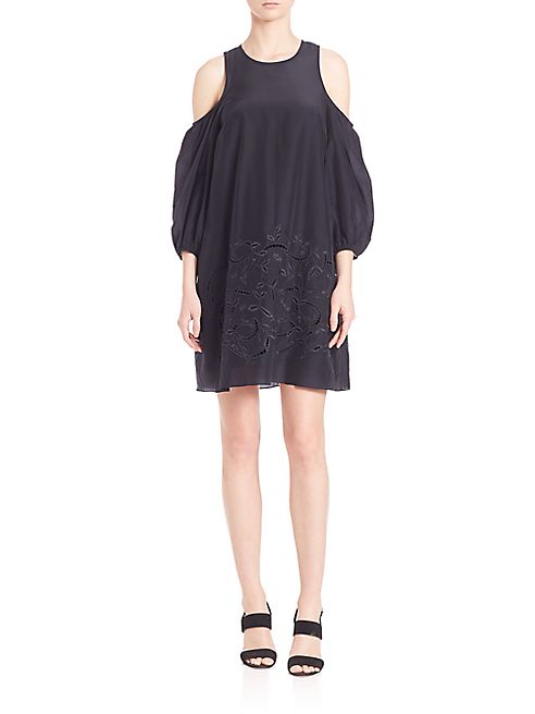 Tibi - Cold-Shoulder Silk blend Dress