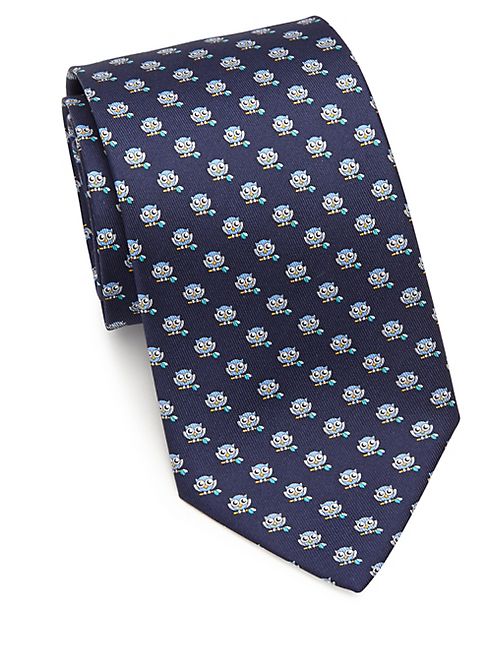 Salvatore Ferragamo - Buffo Owl Printed Silk Tie