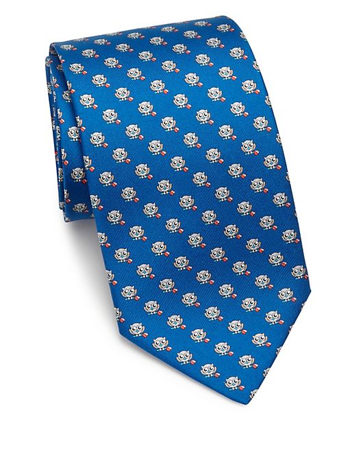 Salvatore Ferragamo - Buffo Owl Printed Silk Tie