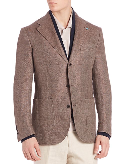 Eidos - Camel & Wool Herringbone Blazer