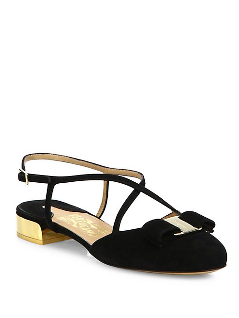 Salvatore Ferragamo - Felma Strappy Suede Ballet Flats