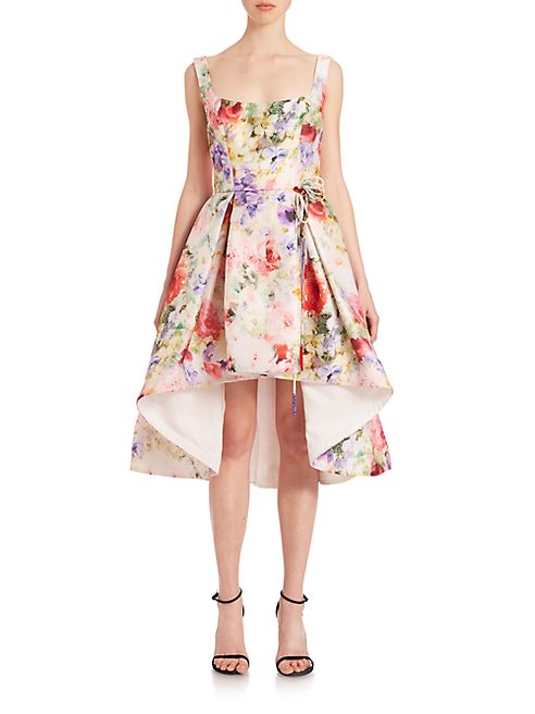 Randi Rahm - Floral Silk Hi-Lo Cocktail Dress