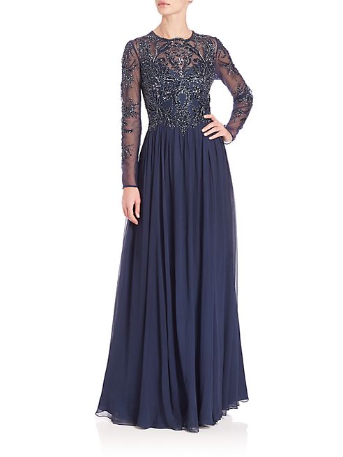 Basix Black Label - Long Sleeve Beaded Gown