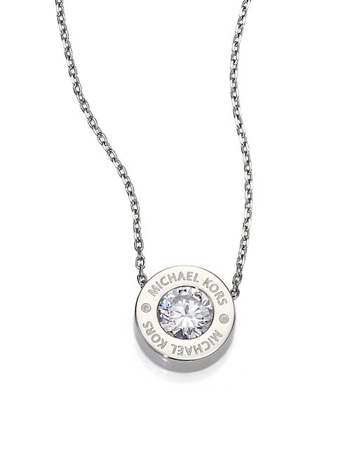 Michael Kors - Brilliance Logo Pendant Necklace/Silvertone