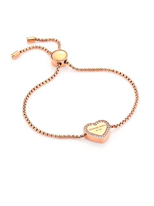 Michael Kors - Heritage Pavé Logo Heart Slide Bracelet/Rose Goldtone