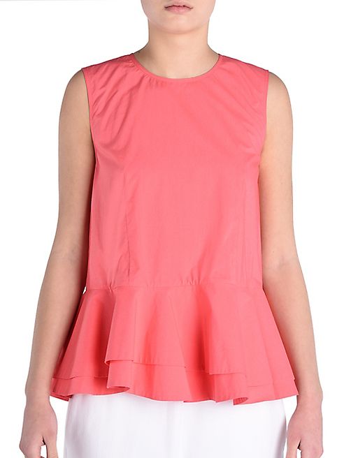 Marni - Sleeveless Ruffle-Hem Poplin Top