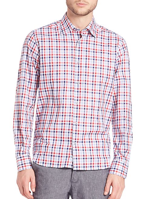 Saks Fifth Avenue Collection - Button-Front Checked Shirt