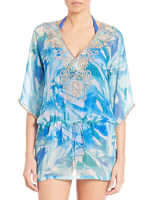 Elizabeth Hurley Beach - Embellished Printed Caftan