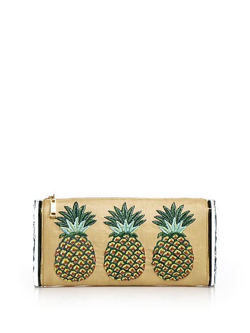 Edie Parker - Lara Jumbo Raffia & Acrylic Pineapple Clutch