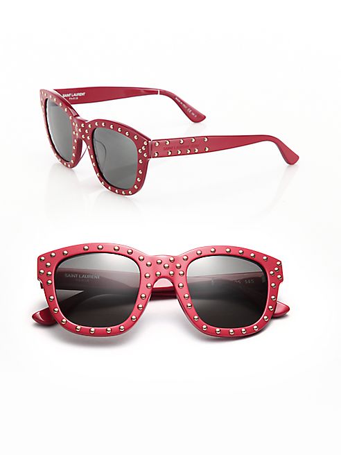 Saint Laurent - SL 100 Lou 48MM Studded Soft Square Sunglasses