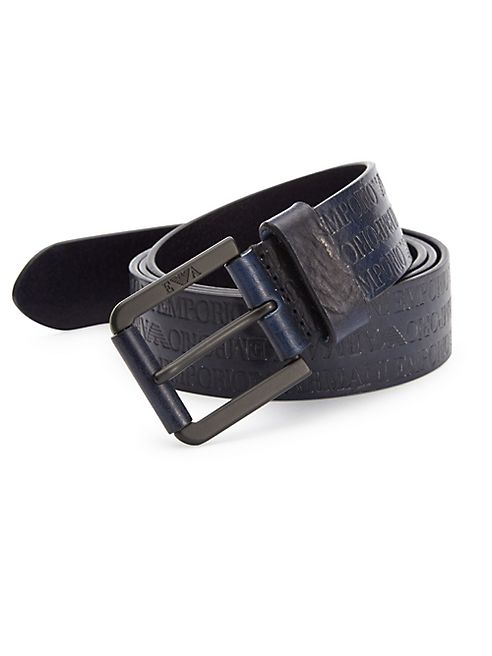 Emporio Armani - Stamped Logo Leather Belt