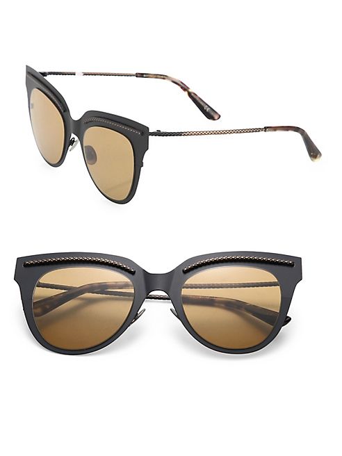 Bottega Veneta - 50MM Flat Metal Cat's-Eye Sunglasses