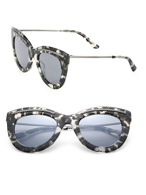 Bottega Veneta - 49MM Intrecciato-Trim Cat's-Eye Sunglasses