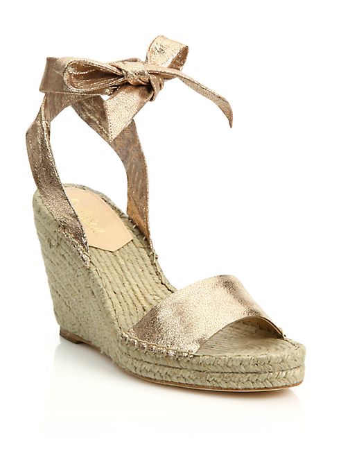 Loeffler Randall - Harper Metallic Leather Espadrille Wedge Sandals