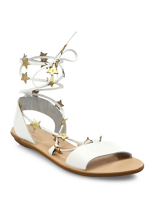 Loeffler Randall - Starla Star-Detail Leather Lace-Up Sandals