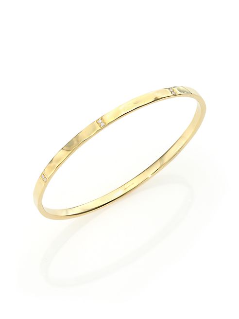 IPPOLITA - Glamazon Diamond & 18K Yellow Gold Hammered Bangle Bracelet