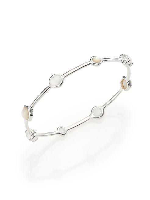 IPPOLITA - Rock Candy Mother-Of-Pearl, Clear Quartz & Sterling Silver Bangle Bracelet