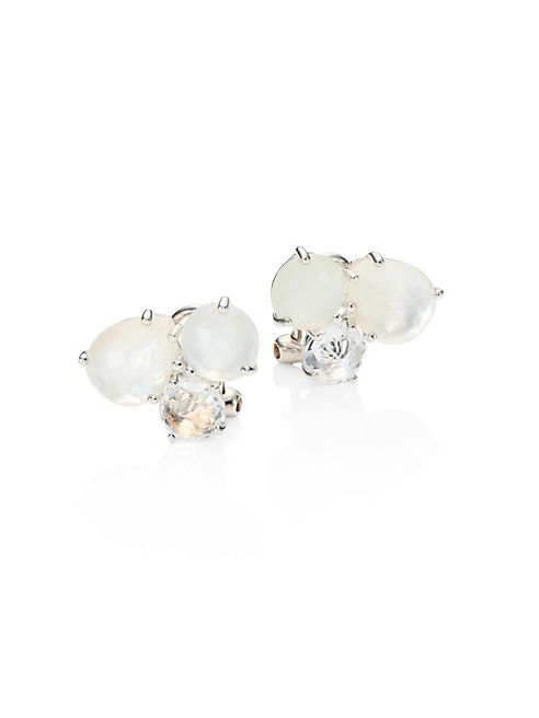 IPPOLITA - Rock Candy White Moonstone, Clear Quartz, Mother-Of-Pearl & Sterling Silver Stud Earrings