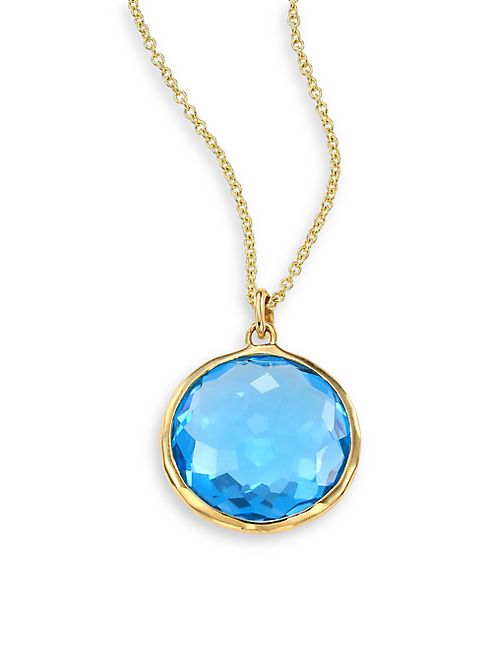 IPPOLITA - Lollipop Swiss Blue Topaz & 18K Yellow Gold Pendant Necklace