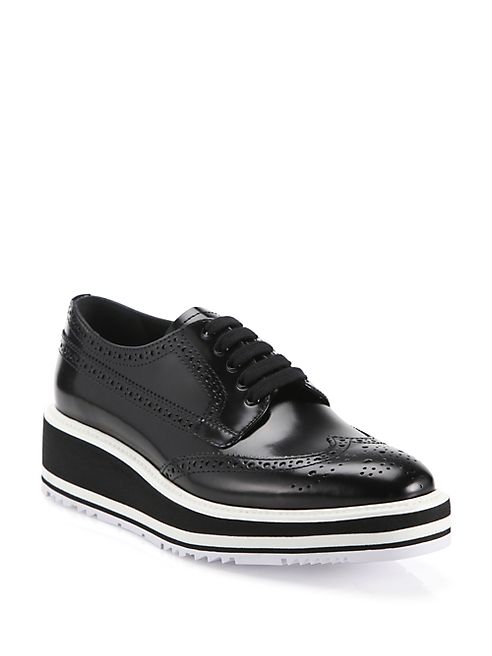 Prada - Leather Brogue Platform Oxfords