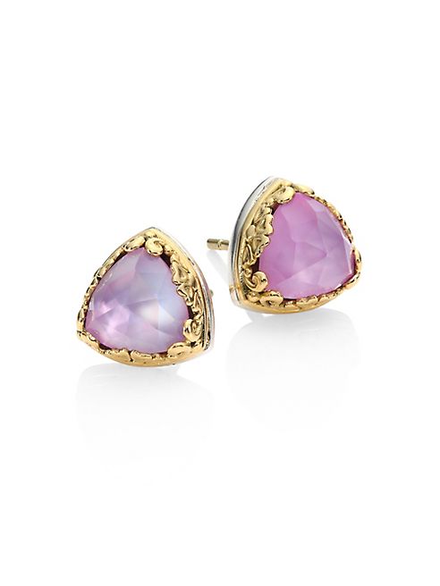 Konstantino - Iliada Pink Mother-Of-Pearl, Quartz Doublet & 18K Yellow Gold Stud Earrings