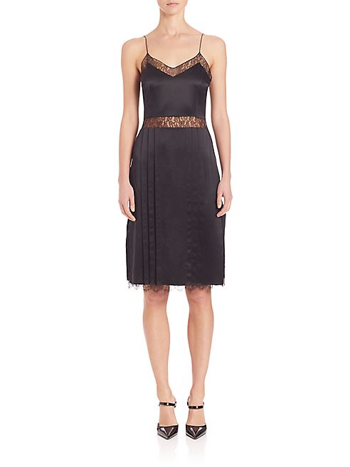 Michael Kors Collection - Chantilly-Trim Silk Slip Dress