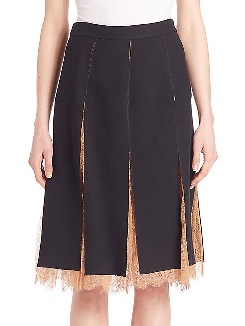 Michael Kors Collection - Paneled Lace-Inset Skirt