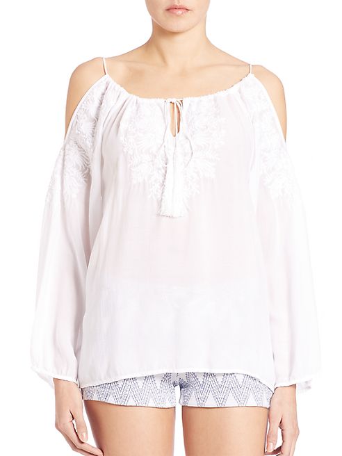 Melissa Odabash - Amandine Embroidered Peasant Blouse