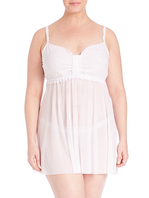 Hanky Panky - Plus Size Mesh Bow Babydoll & G-String