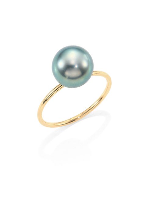 Mizuki - 8MM TahitianBlack Pearl & 14K Yellow Gold Ring