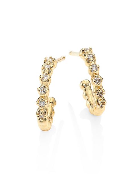 Mizuki - Small Diamond & 14K Yellow Gold Hoop Earrings/0.5