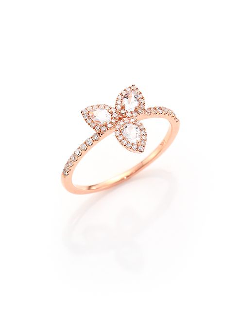 Meira T - Diamond, White Topaz & 14K Rose Gold Ring