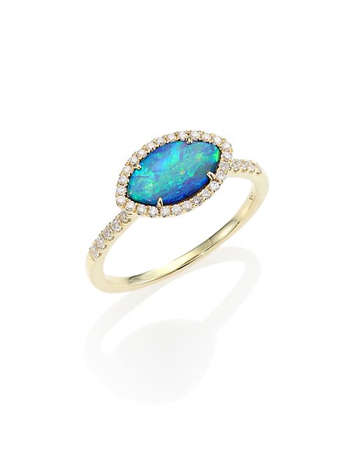 Meira T - Opal, Diamond & 14K Yellow Gold Marquise Ring