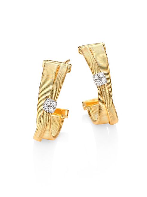 Marco Bicego - Masai Diamond, 18K Yellow Gold & 18K White Gold Hoop Earrings/0.75