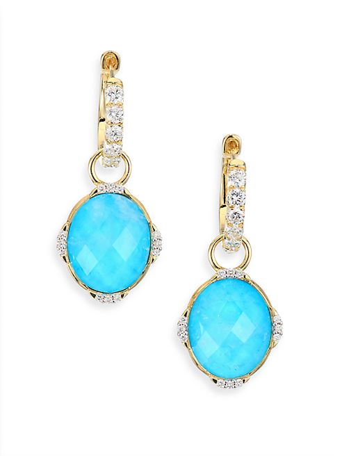 Jude Frances - Lisse Diamond, Turquoise, Moonstone & 18K Yellow Gold Earring Charms