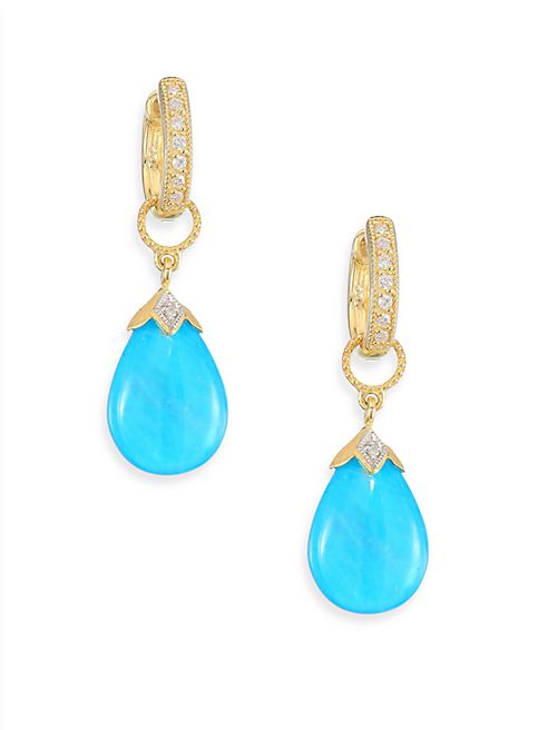 Jude Frances - Lisse Diamond, Turquoise, Moonstone & 18K Yellow Gold Earring Charms