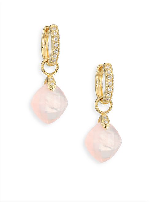 Jude Frances - Lisse Diamond, Rose Quartz & 18K Yellow Gold Earring Charms