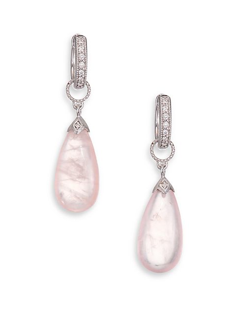 Jude Frances - Lisse Diamond, Rose Quartz & 18K White Gold Earring Charms