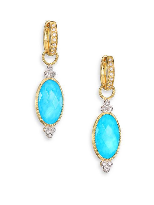 Jude Frances - Provence Diamond, Turquoise, Moonstone & 18K Yellow Gold Earring Charms