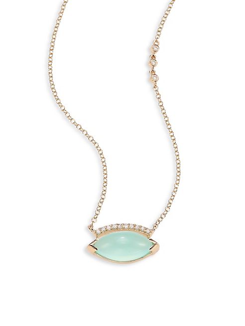 PHYNE by Paige Novick - Building Blocks Diamond, Peruvian Blue Opal and 14K Yellow Gold Pendant Necklace