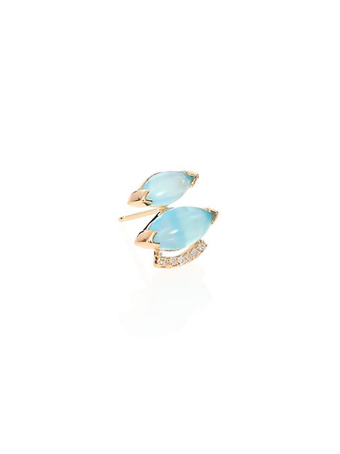 PHYNE by Paige Novick - Building Blocks Diamond, Peruvian Blue Opal & 14K Yellow Gold Single Stud Earring